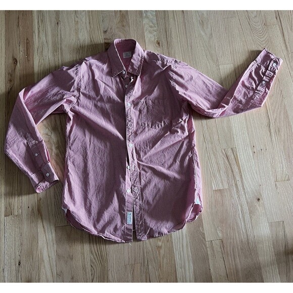 J. CREW Mens casual Shirt S 14 - 14.5 neck Red Gingham Cotton button down picnic - Picture 1 of 5